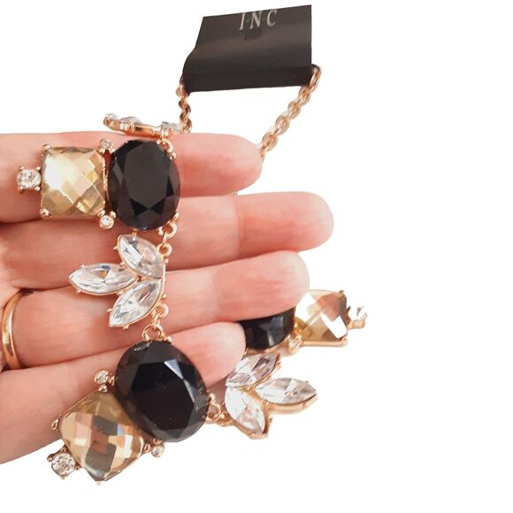 NEW INC International Concepts Multi-Color Crystal Stone Gold Tone 18" Necklace - Picture 3 of 7